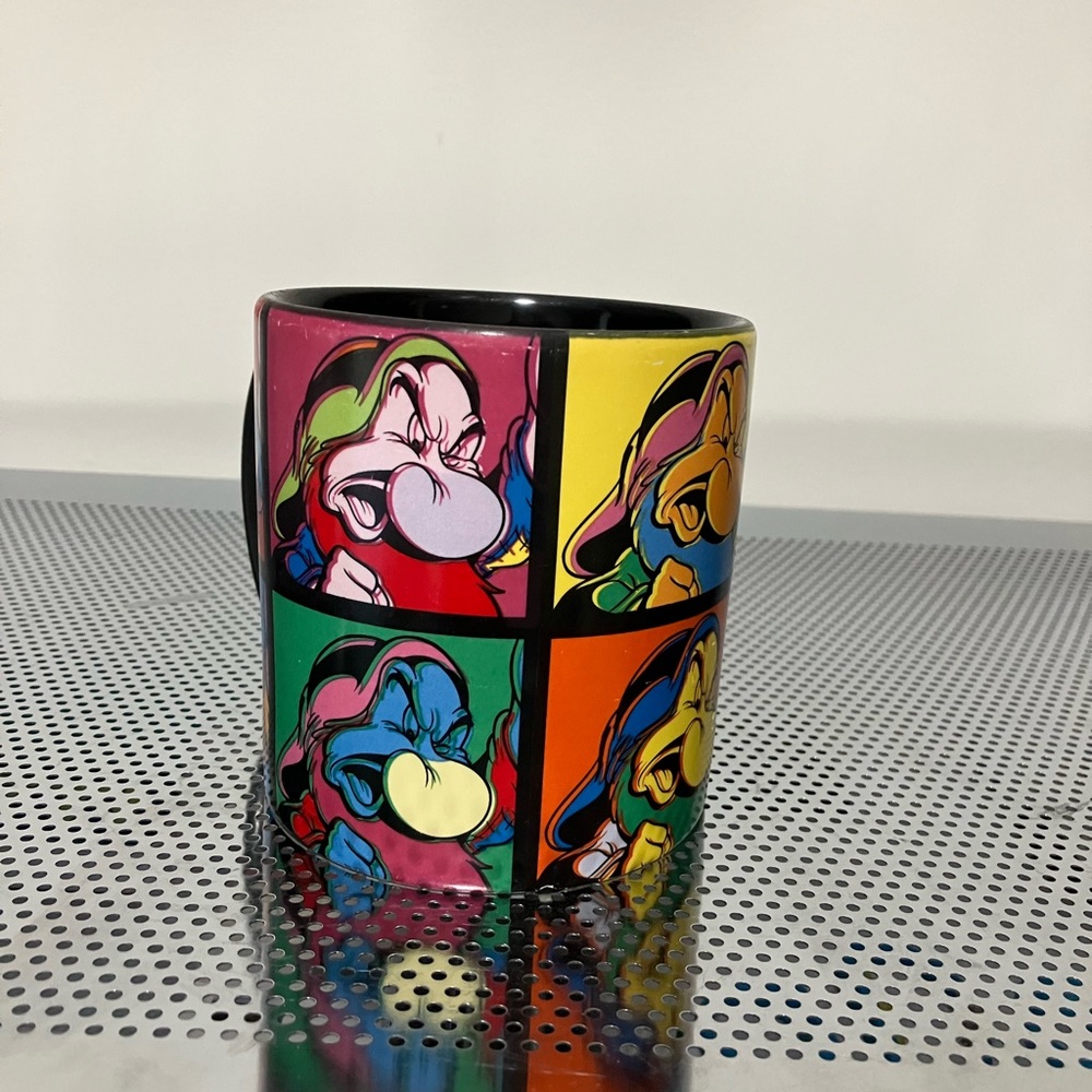 Disney Snow White Seven Dwarfs Coffee Mug Vibrant Neon Pop Art Design